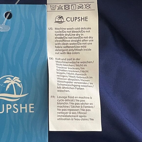 Cupshe Women’s Tankini Swimsuit S Blue Tropical 2 Piece Scoop Neck UPF 30 Tie - Picture 8 of 9